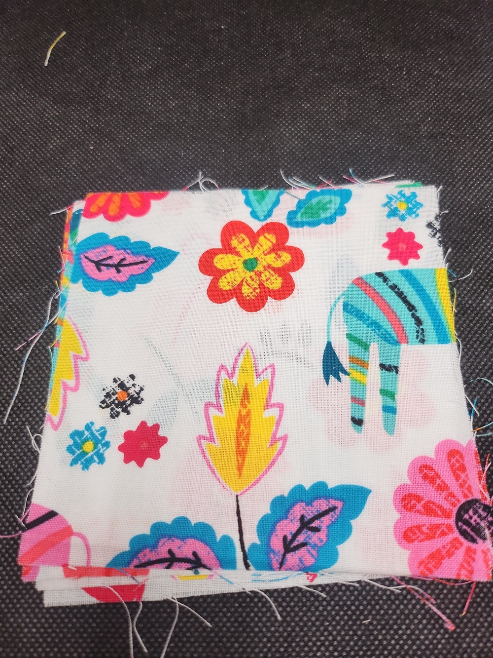 Unbranded White Multi Floral & Animal Print Fabric Square
